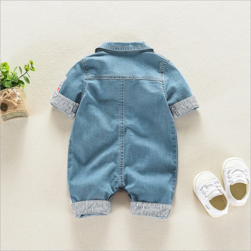 1 unidade Bebé Homem Costuras de tecido Casual Macacão Azul big image 3