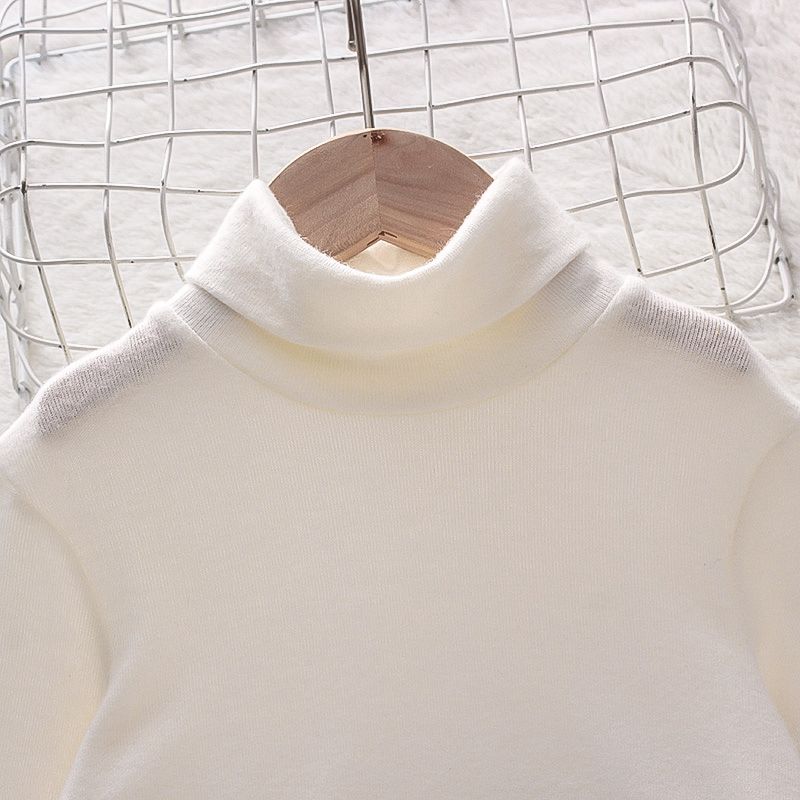Toddler Girl/Boy Turtleneck Cashmere Solid Knit Sweater White big image 3