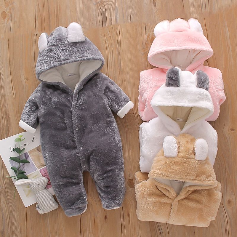 Baby Unisex Mit Kapuze Basics Langärmelig Baby-Overalls weiß big image 8