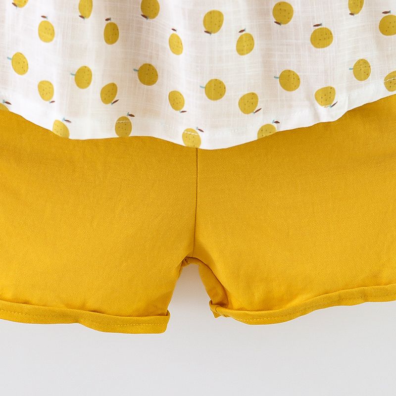 2-piece Toddler Girls Fruit Print Bow Top and Shorts Set Yellow big image 3