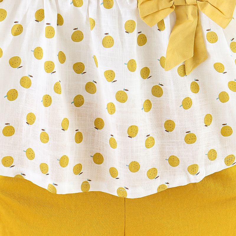 2-piece Toddler Girls Fruit Print Bow Top and Shorts Set Yellow big image 5