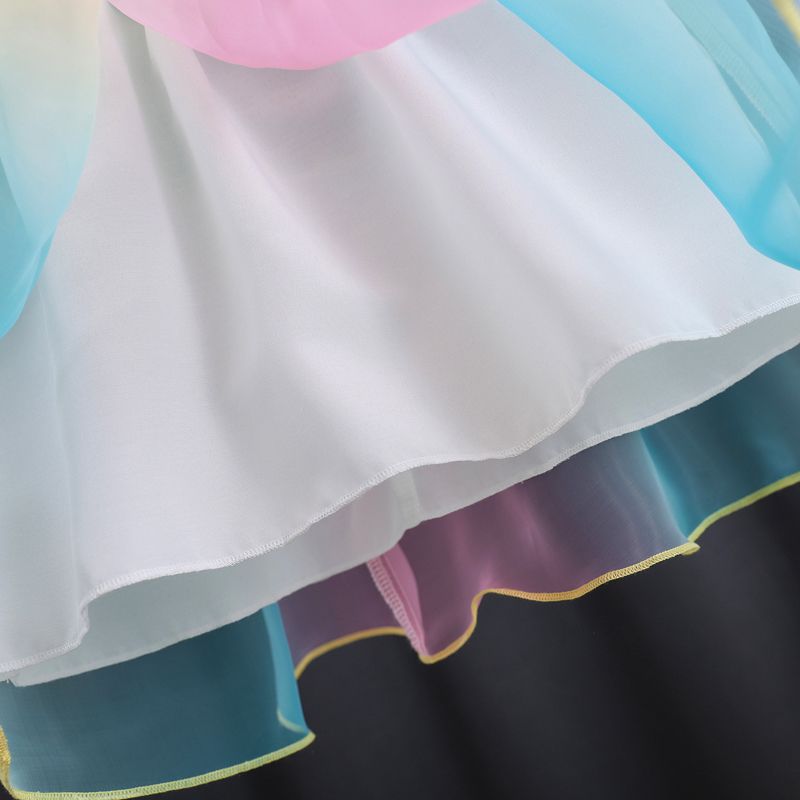 فتاة صغيرة قوس قزح القوس فستان مذهل متعدد الألوان big image 3
