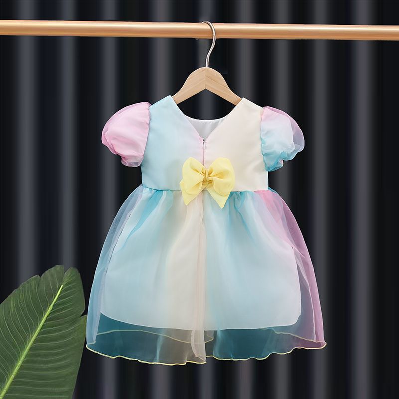 Toddler Girl Rainbow Bow Stunning Dress Multi-color big image 2