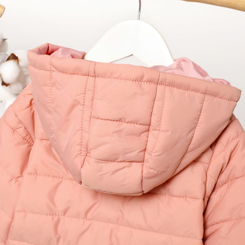Toddler Boy/Girl Basic Solid Color Hooded Padded Coat Pink big image 5