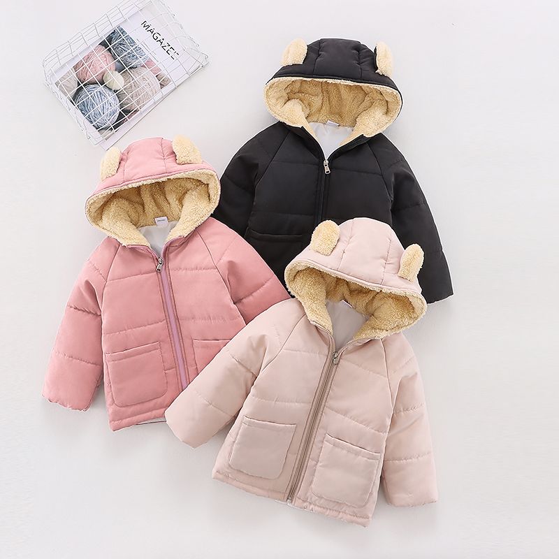 casaco com capuz de lã com design de orelha brincalhão para menina infantil Rosa big image 6