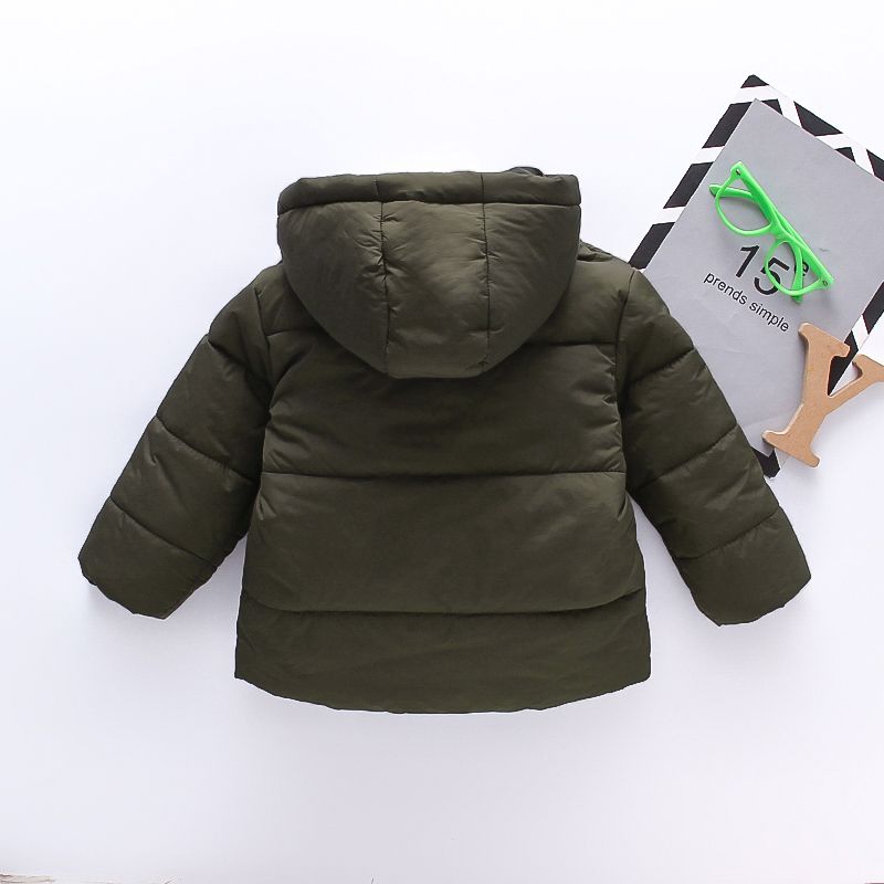 Toddler Boy Basic Solid Color Hooded Padded Coat Green big image 2