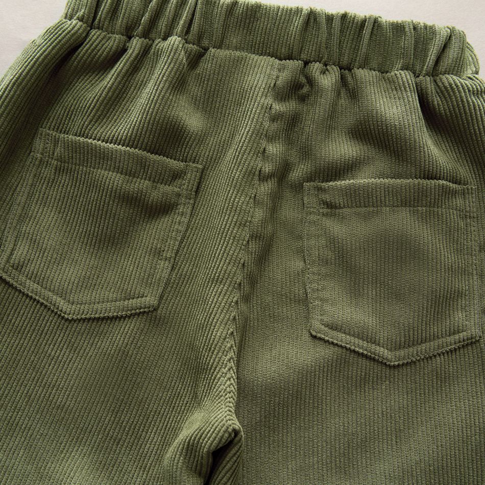Calças de veludo cotelê de algodão elástico básico para menino/menina infantil Exército Verde big image 6