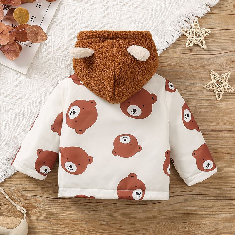 Neonato Unisex Con cappuccio Orso Infantile Manica lunga Cappotto/Giacca Marrone big image 2