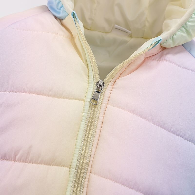 Toddler Girl Trendy Gradient Color Hooded Padded Coat Multi-color big image 3