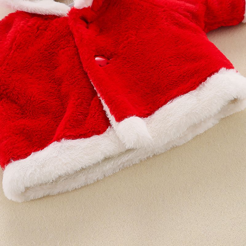 Kleinkind Mädchen/Junge Weihnachten Hirschgeweih Design Fleece Mantel mit Kapuze rot big image 5