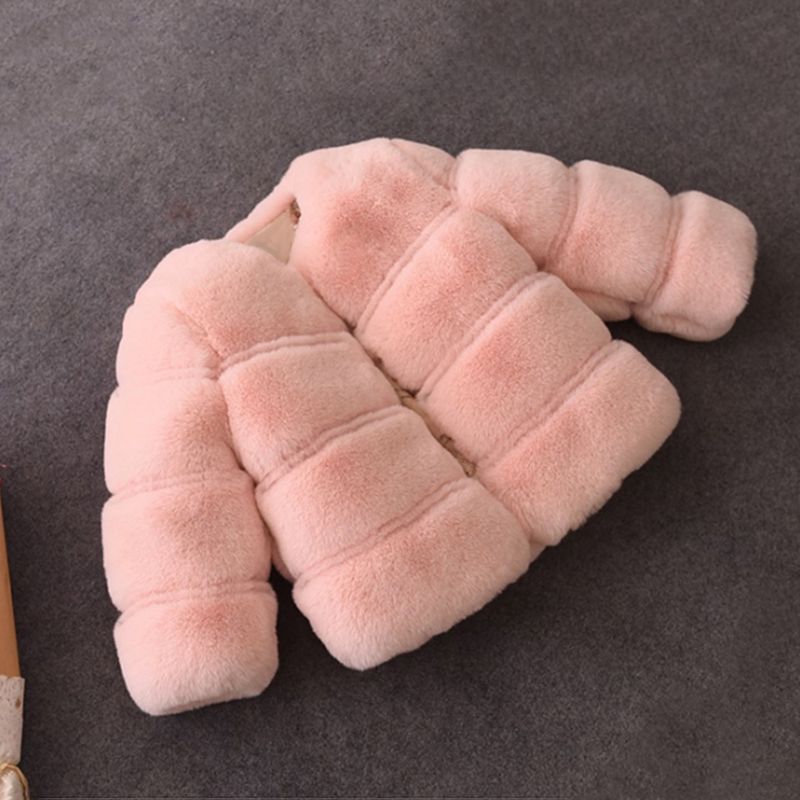 Toddler Girl Trendy Solid Color Fluffy Faux Fur Coat Pink