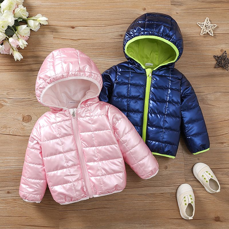 Baby Boy/Girl Thermal Lined Quilted Long-sleeve Hooded Zipper Winter Coat Deep Blue big image 2