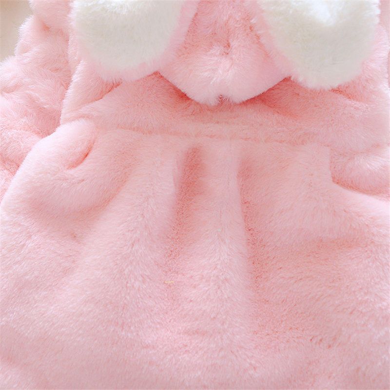 Toddler Girl Cute Floral Embroidered Fluffy Fleece Hooded Coat Pink big image 3