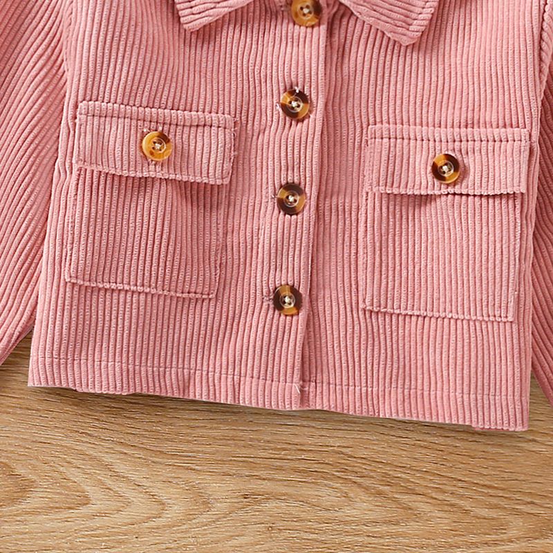 Enfant en bas âge Fille Revers Décontracté Manteau / Veste Rose big image 6