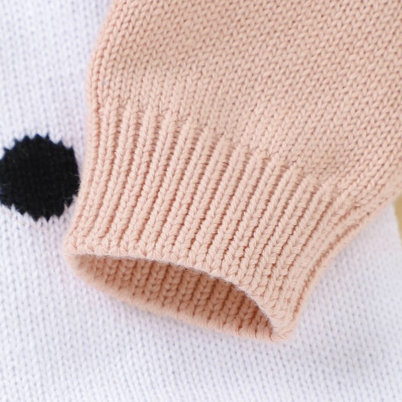 100% Cotton 3D Penguin Beak Knitted Long-sleeve Baby Jumpsuit Light Pink big image 4