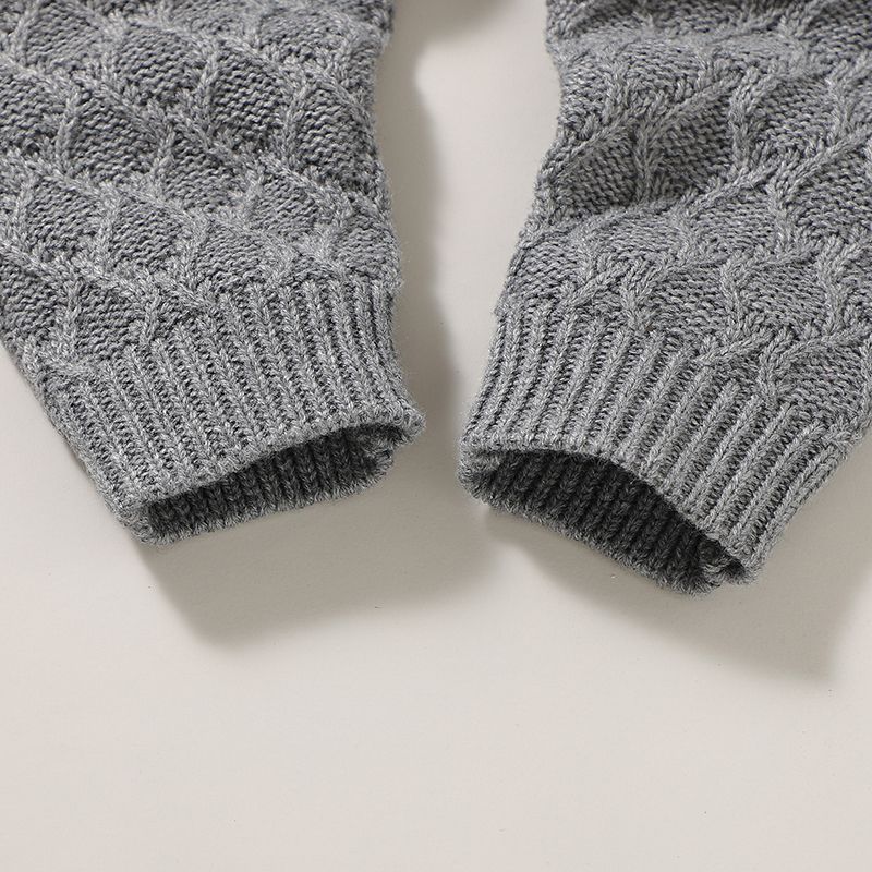 2pcs Solid Knitted Long-sleeve Baby Set Grey big image 4