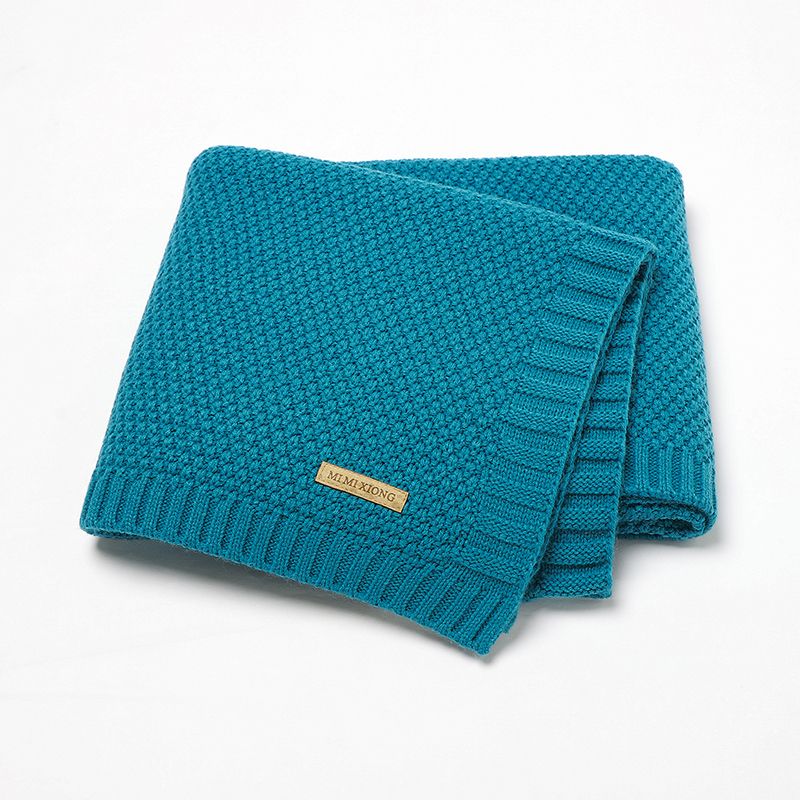 Baby Kids Toddler Solid Color Knit Soft Warm Blanket Swaddle Stroller Unisex Wrap Turquoise