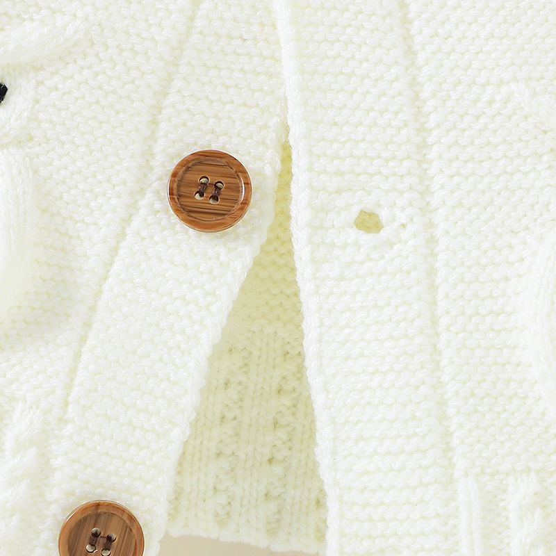 Baby Boy/Girl Owl Design Sleeveless Button Up Solid Knitted Vest White big image 5