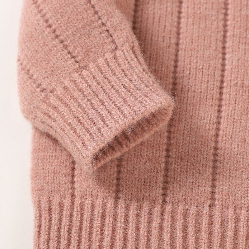 Baby Boy/Girl Solid Round Neck  Long-sleeve Knitted Pullover Sweater Pink big image 6