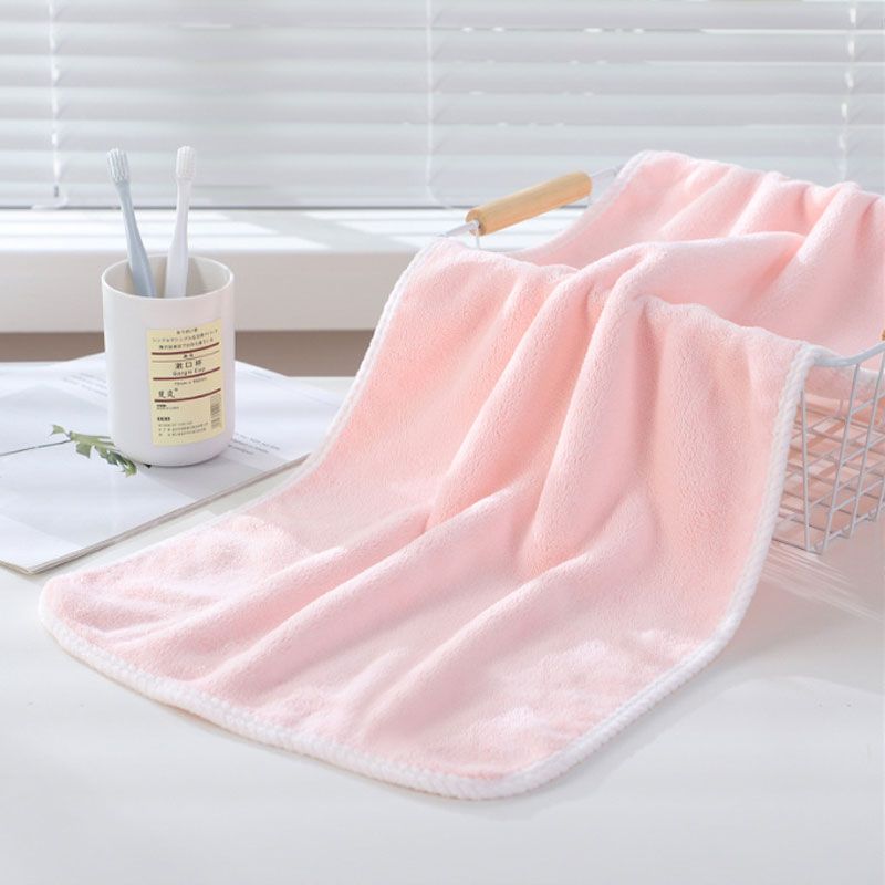 Pure Color Towel Washcloth Absorbent Quick Drying Bath Towel Ultra Soft and Gentle Coral Fleece Face Towel Bath Towel Pink big image 1