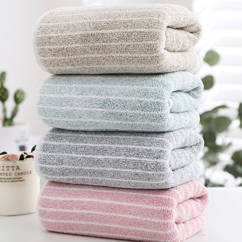 asciugamano da bagno a righe asciugamano per il lavaggio del viso asciugamano per assorbimento d'acqua morbido asciugamano da bagno per la casa Rosa big image 3