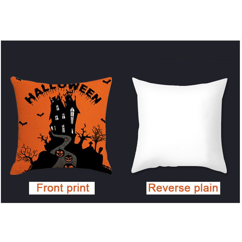 Halloween Throw Pillow Cover Pumpkin Print Linen Cushion Cover Sofa Pillow Cover Ginger big image 4