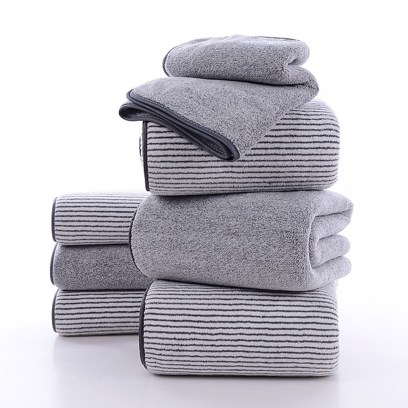 Coral Fleece Bathroom Face Towel Premium Quality Thick Washcloths Light Grey
