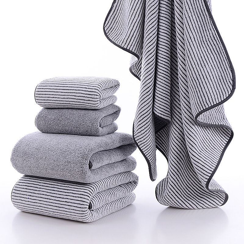 Coral Fleece Bathroom Face Towel Premium Quality Thick Washcloths Light Grey big image 2