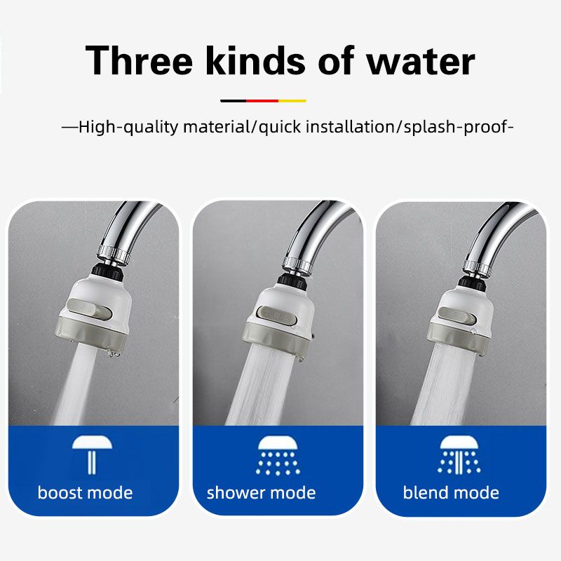 Faucet Bubbler Splash Head Filter Kitchen Movable Booster Three Gear Adjustable Tap Water-Saving Device Nozzle Light Grey big image 3