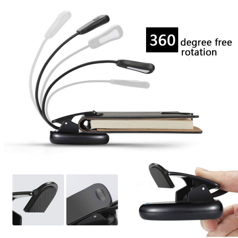 Portable 5LED Table Lamp with Clamp Flexible Gooseneck Eye-Protection Desk Lamp Black big image 5