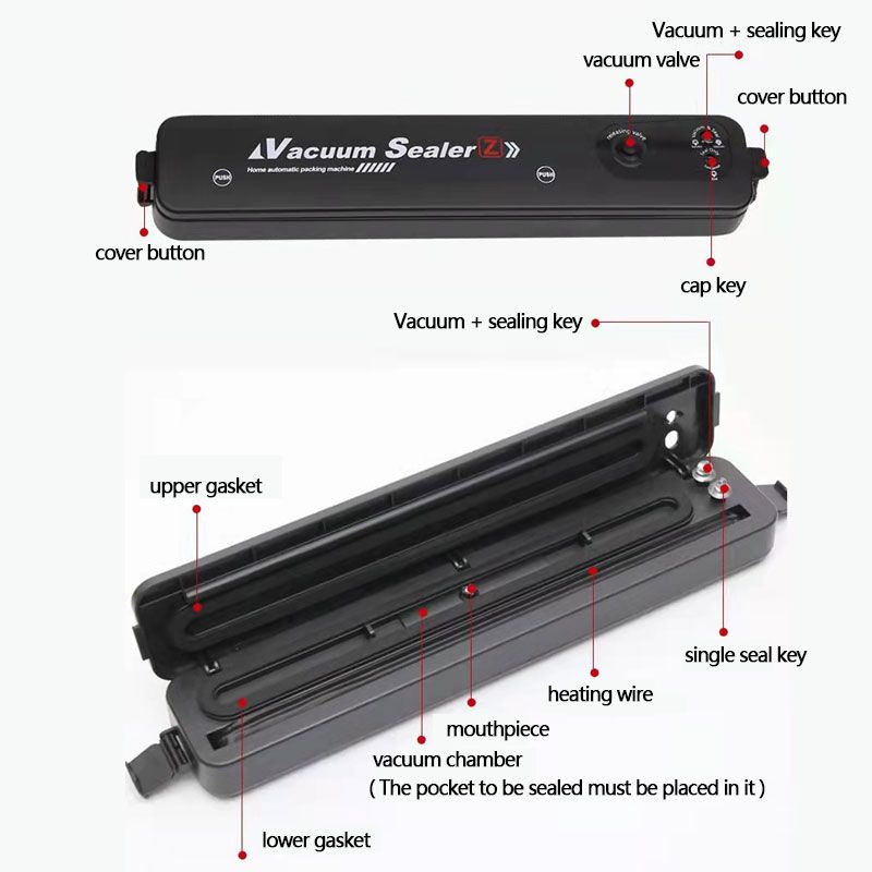 Automatic Vacuum Sealer Machine Food Sealer for Food Air Sealing System Kitchen Accessories Color-A big image 4