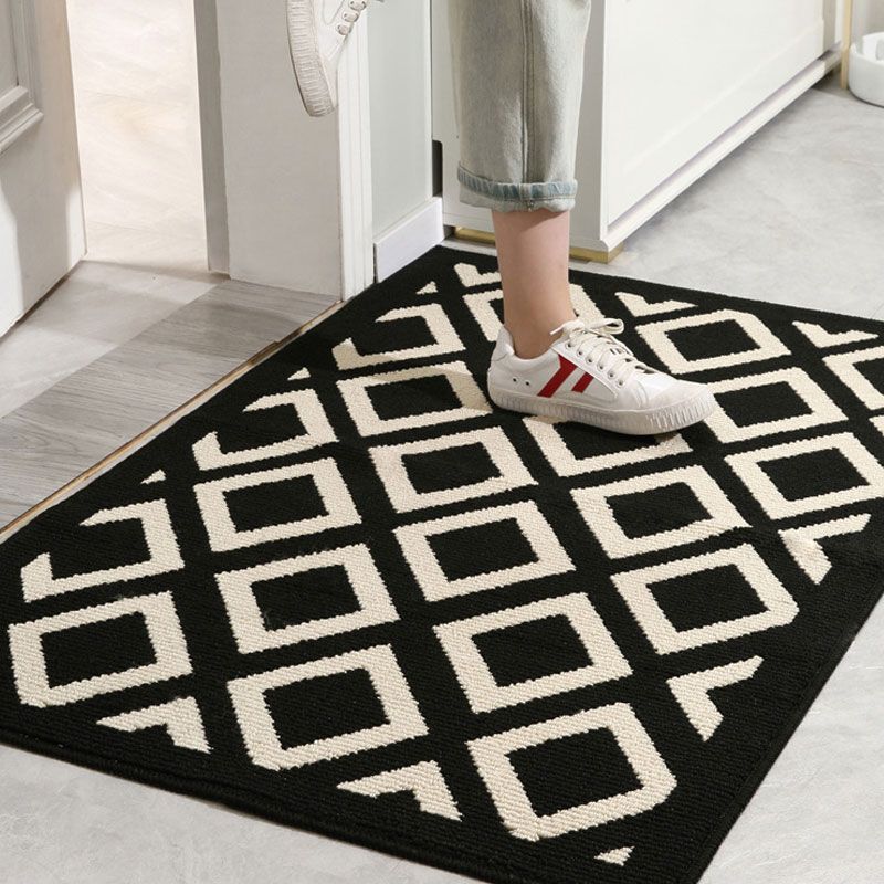 Door Mat Durable Non-Slip Front Doormat Absorbent Indoor Outdoor Door Rug for Home Entryway Patio High Traffic Areas Black/White big image 3