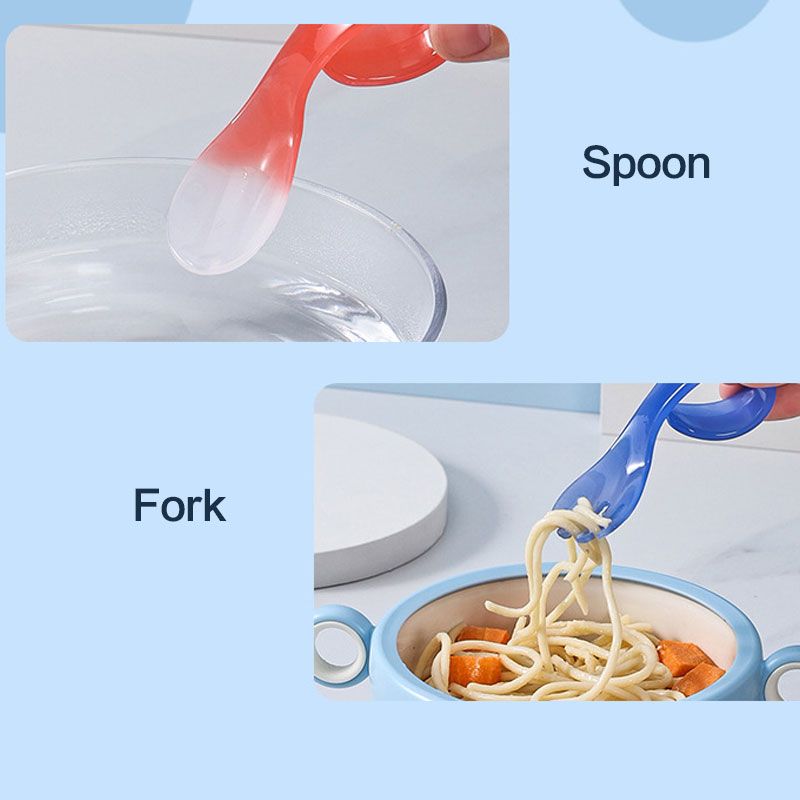 2-pack Color Changing Toddler Forks & Spoons Innovative Temperature Sensing and Discoloration Red big image 5