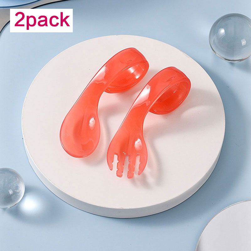 2-pack Color Changing Toddler Forks & Spoons Innovative Temperature Sensing and Discoloration Red big image 1