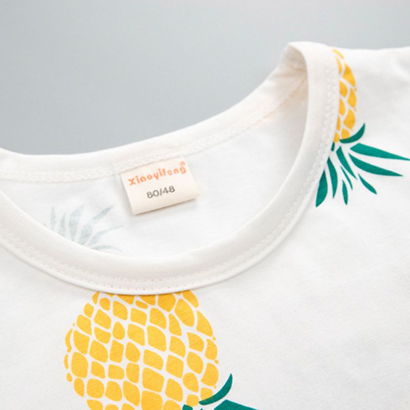 2pcs Baby Boy 95% Cotton Short-sleeve Pineapple Print Tee and Solid Shorts Set Yellow big image 2