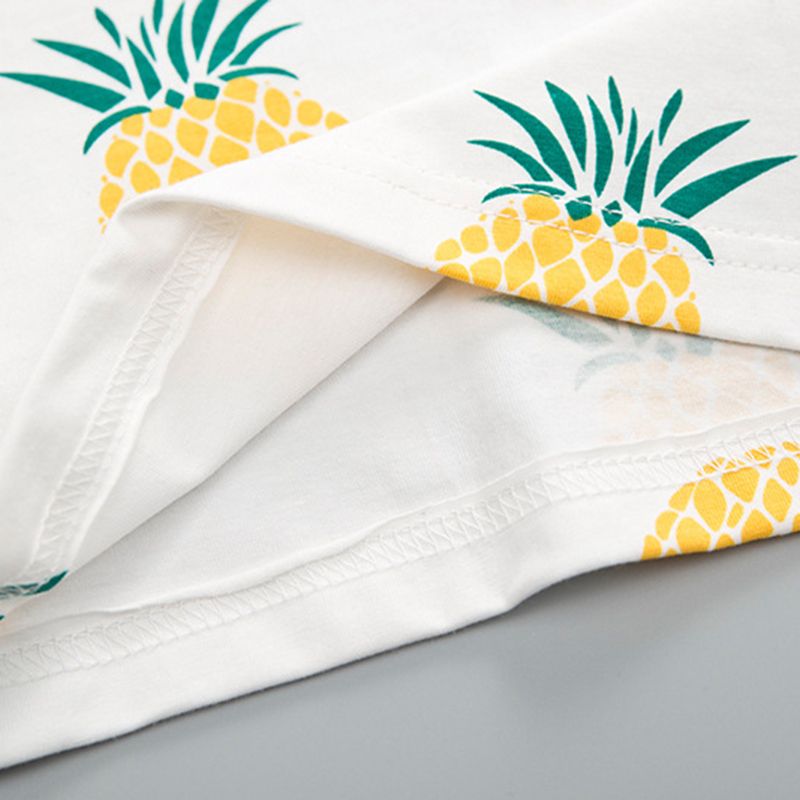 2pcs Baby Boy 95% Cotton Short-sleeve Pineapple Print Tee and Solid Shorts Set Yellow big image 3