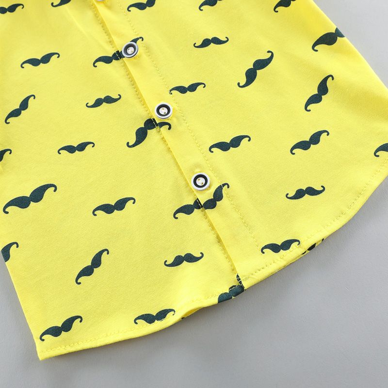 2pcs Moustache Pattern Polo Collar Short-sleeve Baby Set Yellow big image 4