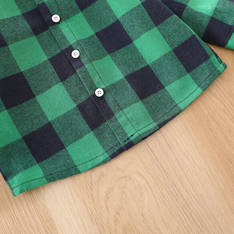 شارع. باتريك يوم طفل رضيع ياقة طية صدر السترة قميص أخضر منقوش بأكمام طويلة أخضر big image 7