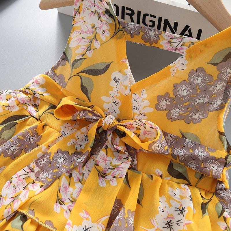 Baby / Toddler Girl Pretty Floral Print Layered Dresses Yellow big image 3