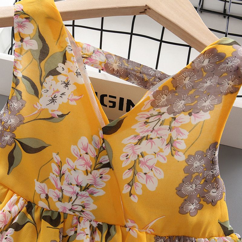 Baby / Toddler Girl Pretty Floral Print Layered Dresses Yellow big image 4
