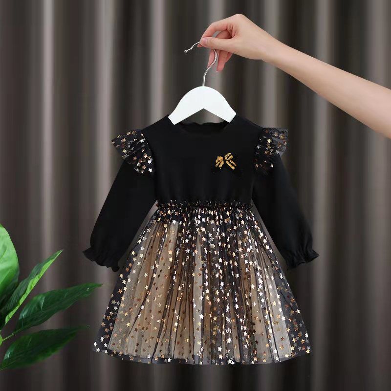 Baby / Toddler Trendy Stars Mesh Dress Black