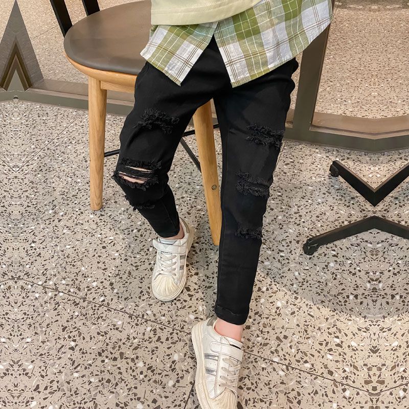 Toddler Girl/Boy Black Ripped Denim Jeans Black big image 4