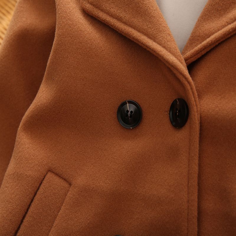 Toddler Girl/Boy Lapel Collar Double Breasted Coat Khaki big image 7