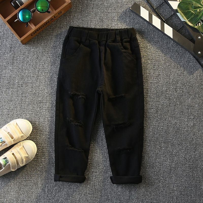 Toddler Girl/Boy Black Ripped Denim Jeans Black big image 6