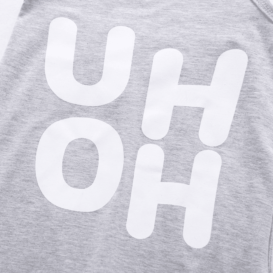 Baby / Toddler Trendy Letter Print Strappy Onesies Light Grey big image 4
