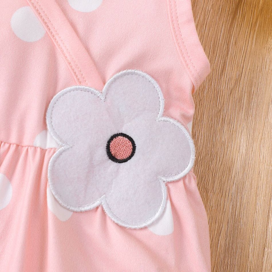 Baby Girl Allover Polka Dots Sleeveless Jumpsuit Pink big image 5