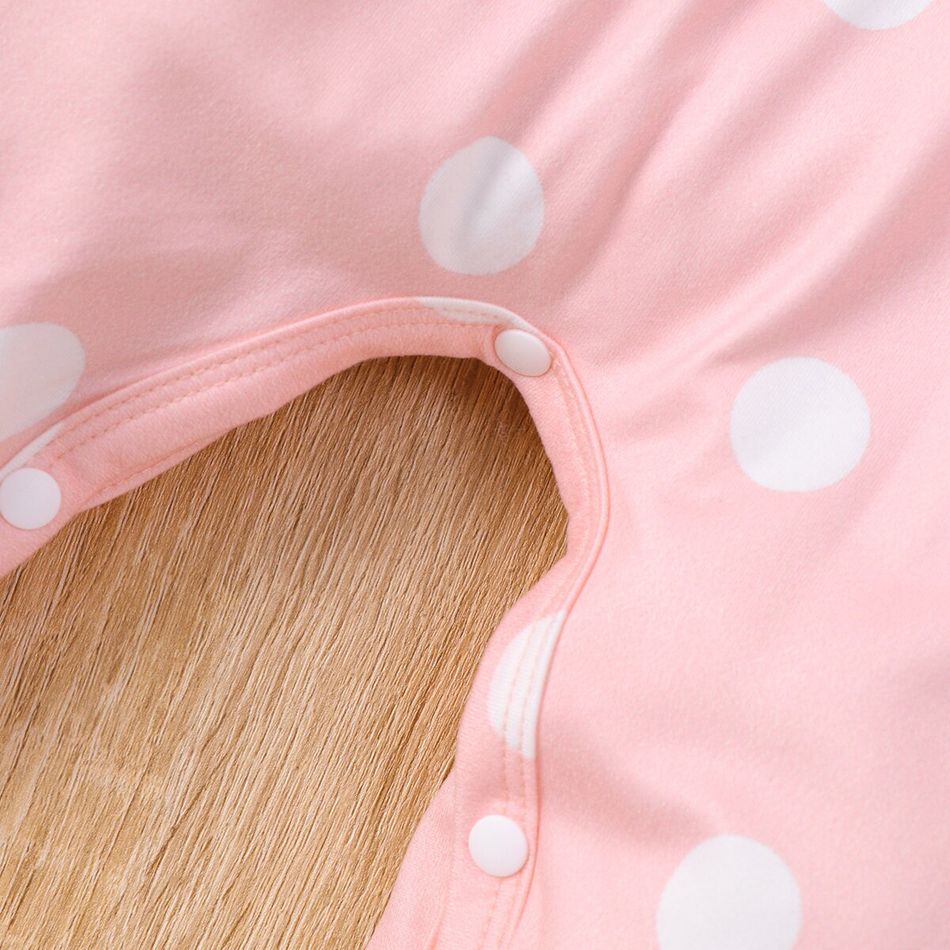 Baby Girl Allover Polka Dots Sleeveless Jumpsuit Pink big image 6