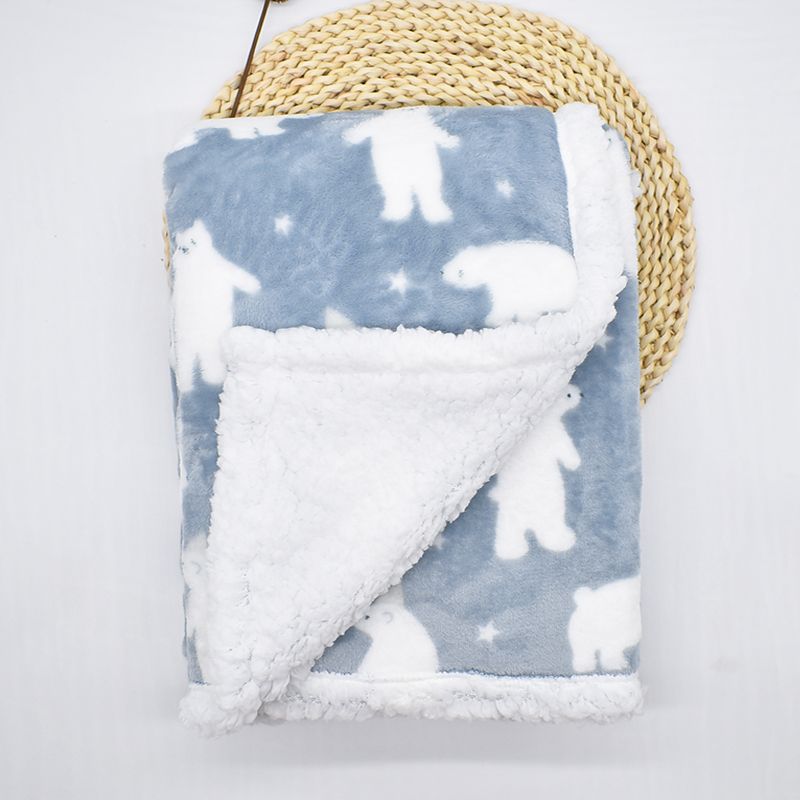 coperte in pile con stampa orso polare coperta da letto per la casa biancheria da letto per bambini coperta per bambini per tutte le stagioni Azzurro big image 1