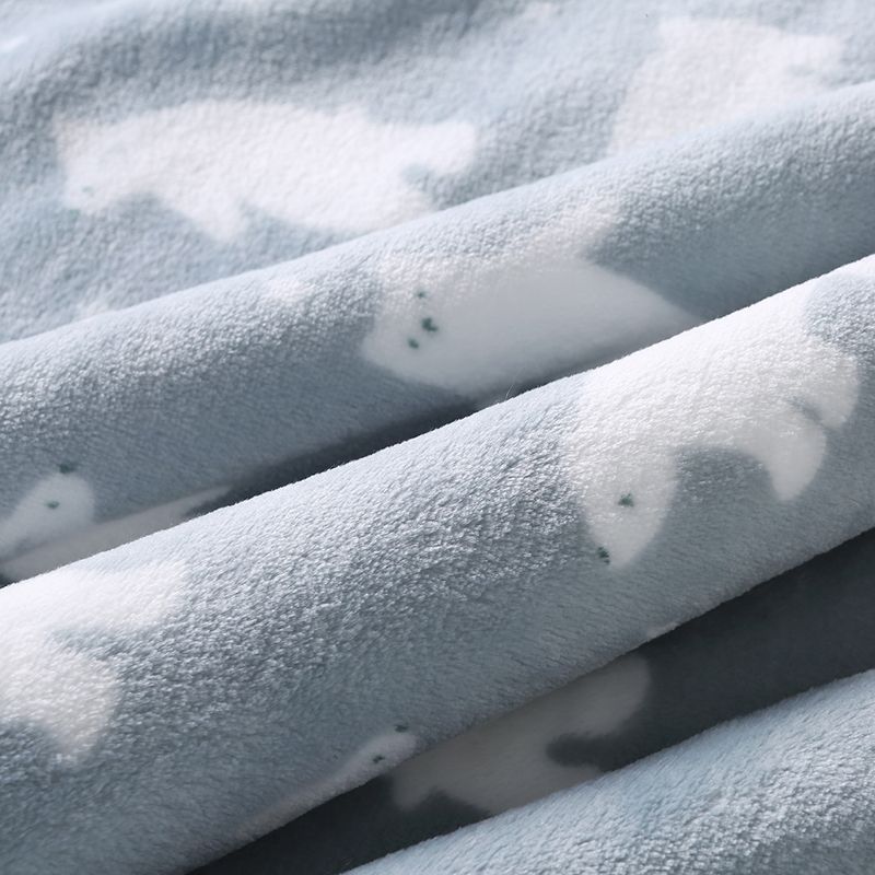 Polar Bear Print Fleece Blankets Home Bed Blanket Kids Bedding Baby Blanket for All Seasons Light Blue big image 2