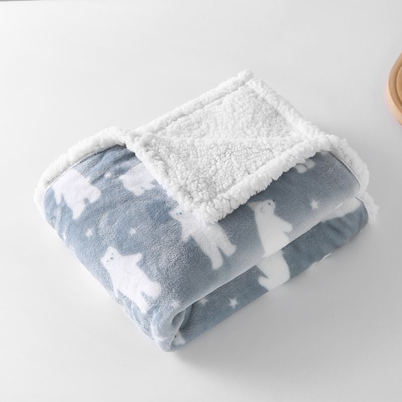 Eisbärendruck Fleecedecken Heimbettdecke Kinderbettwäsche Babydecke für alle Jahreszeiten hellblau big image 3